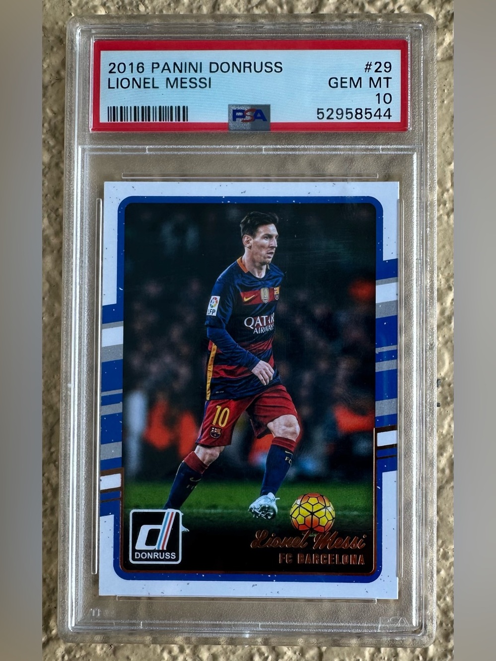 2016 Panini Donruss Lionel Messi #29 PSA 10 Gem Mint FC Barcelona GOAT Miami